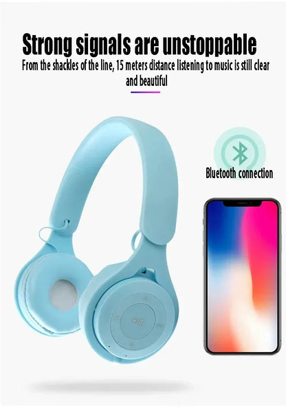 Y08 Macaron Wireless Bluetooth Headphones With Microphone Wired Earphones Gaming Headset Gamer Mp3 Players Choice Kids Gifts