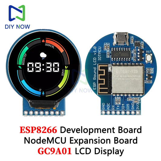 Carte de développement ESP8266 NodeMCU 6 000, 1.28 pouces, GC9A01, écran LCD rond TFT, micro USB EPS