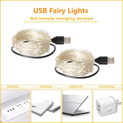 Guirxiété lumineuse LED dégradée USB, fil de cuivre, 20m, 200LED, guirxiété de lampe extérieure de vacances, arbre de Noël, décoration de fête de mariage