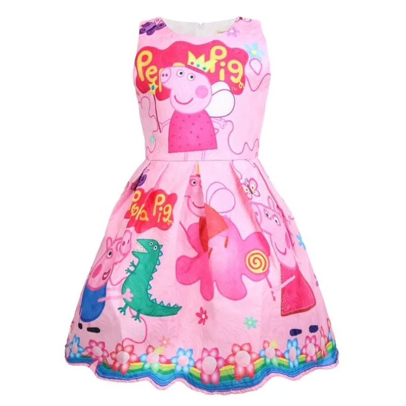 Peppa Pig Peppa George Personality Cartoon Holiday Gift Kawaii Kids Cotton Dress Creative Cute Girls Sleeveless Skirt Wholesale