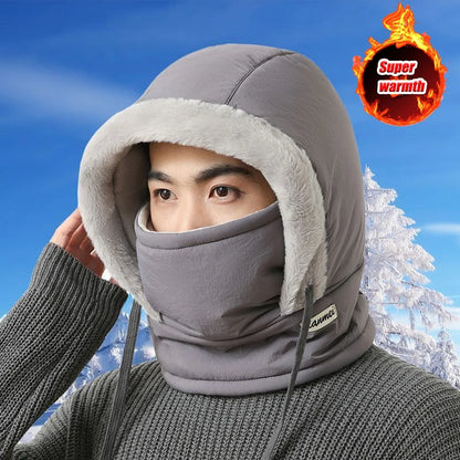 Cagoule thermique pour temps froid, écharpe d'hiver, capuche coupe-vent, chapeau en peluche, chauffe-cou, masque facial de Ski pour les activités de plein air