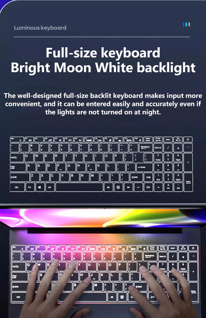 Ordinateur portable Celeron 11th N5095 Windows 10 11, RAM 16 Go, ROM 512 Go, 1 To, 2 To SSD, 2,4 G/5,0 G, Wi-Fi, Bluetooth, clavier rose pour jeux vidéo