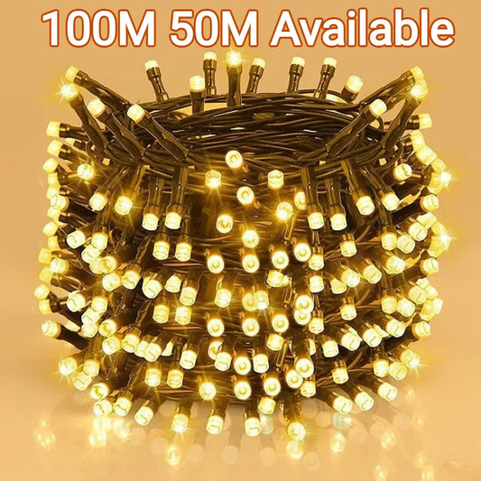 100M 50M Twinkle Star LED String Lights Waterproof 8 Lighting Modes For Outdoor Garden Yard Lawn Christmas Tree Festival Decor