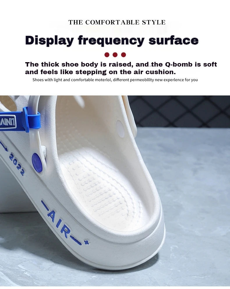 Chaussures à trous cousus pour hommes d'été, sandales antidérapantes et résistantes à l'usure pour l'extérieur, pantoufles de plage à semelles épaisses