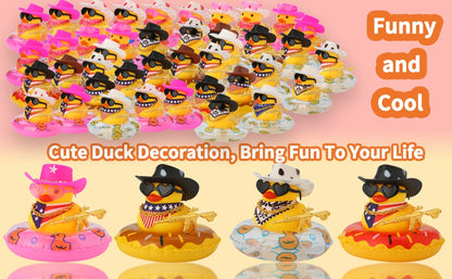 Cowboy Hat Rubber Ducks Toys Office Car Decoration Cute Summer Duck Duckling for Birthday Party Supplies Gifts for Friends Kids