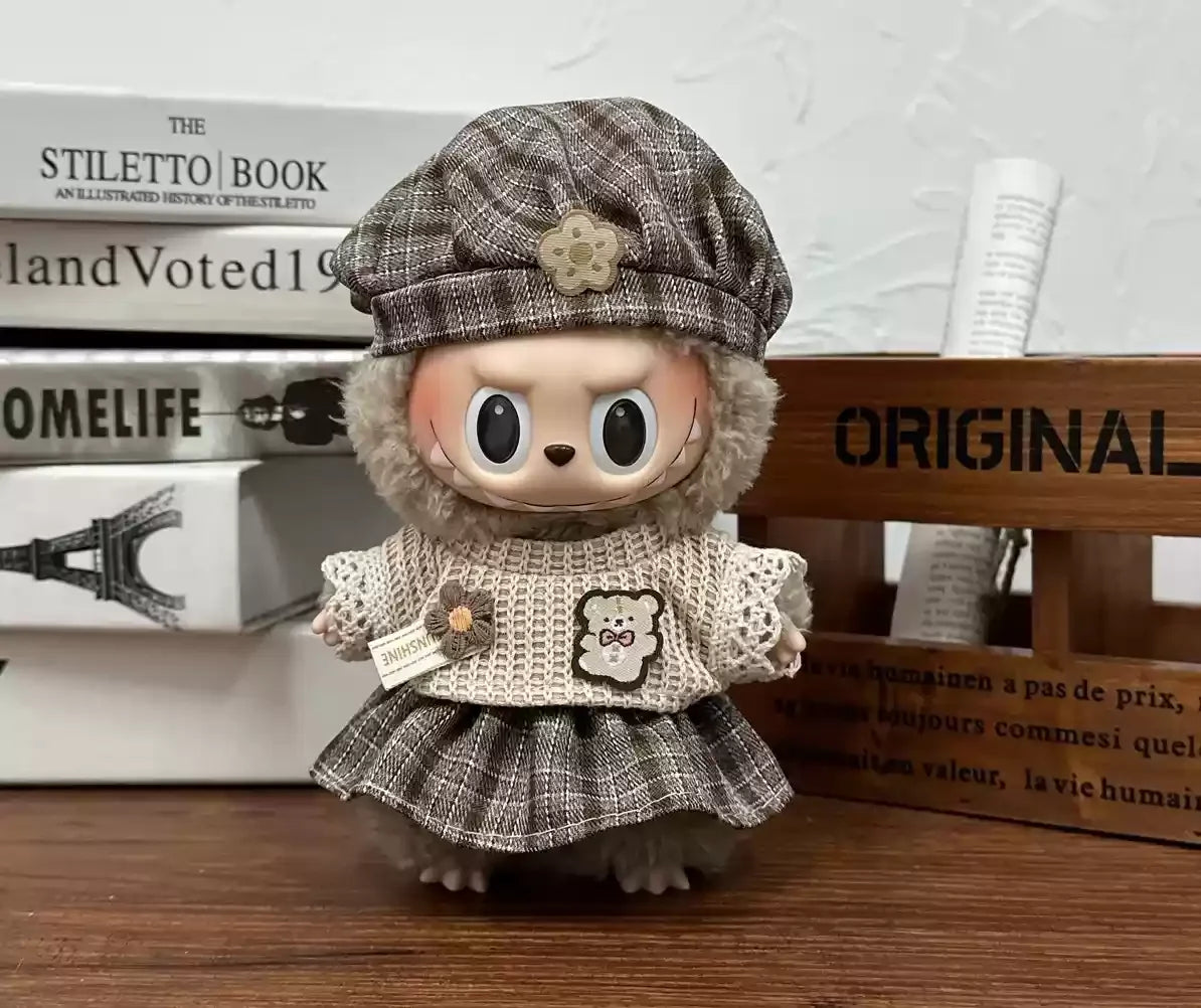 17cm Labubu  Mini Plush Toy Multiple Styles Clothing Set Labubu Outfit Accessories Trendy Play Clothing Labubu Clothes Gift