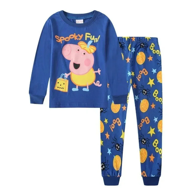 Cartoon Peppa Pig Pajamas Set Boys and Girls Home Clothes George Movable Doll Kawaii Cartoon Cosplay Children's Pajamas Set