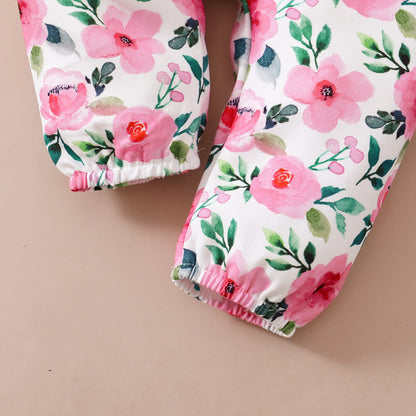 0-18M Baby Girl Pink Clothes Set Spring&Autumn Clothing Long Sleeve Bodysuit+Floral Pants+Headband 3PCS Toddler Fashion Outfits