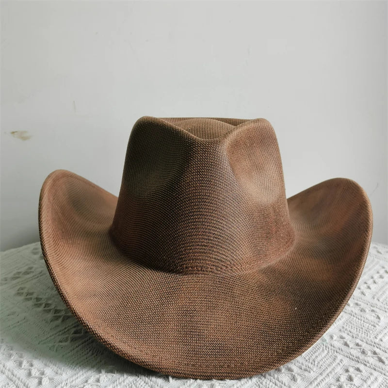 Faux Leather Western Cowboy Hats Men Women retro cowboy hats big brim cowgirl hat knight hat men chapeau ковбойская