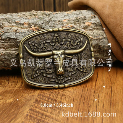 Ceinture ajustable en cuir style cowboy western, style punk, estampage en alliage, boucle de ceinture rétro américaine pour homme, accessoire de mode