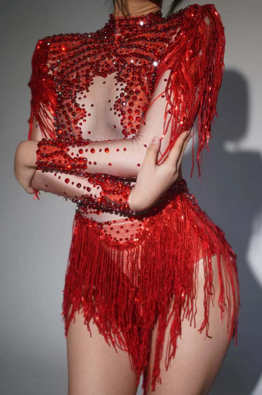 Body élastique à paillettes dorées et argentées avec pompons pour danse latine, tenue de scène, discothèque, DJ, chanteur, Q025Body élastique à paillettes dorées et argentées avec pompons pour danse latine, tenue de scène, discothèque, DJ, chanteur, Q025