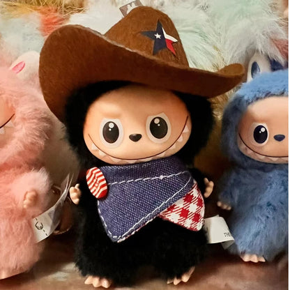 Pour 10 cm Labubu 4.0 vêtements de poupée chapeau de Cowboy écharpe vêtements de poupée accessoires de poupées douces mignon arc écharpe décoration cadeaux de noël