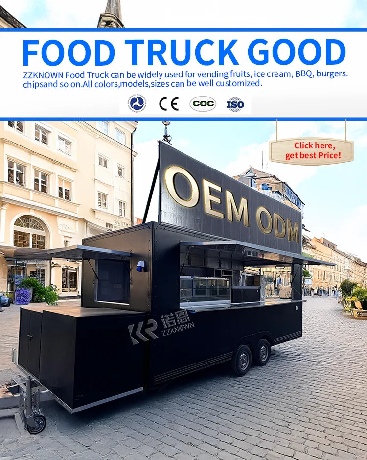 Outdoor Mobile Catering Trailer Fully Equipped Taco Pizza Ice Cream Cart Fast Food Truck Trailer With Full Kitchen