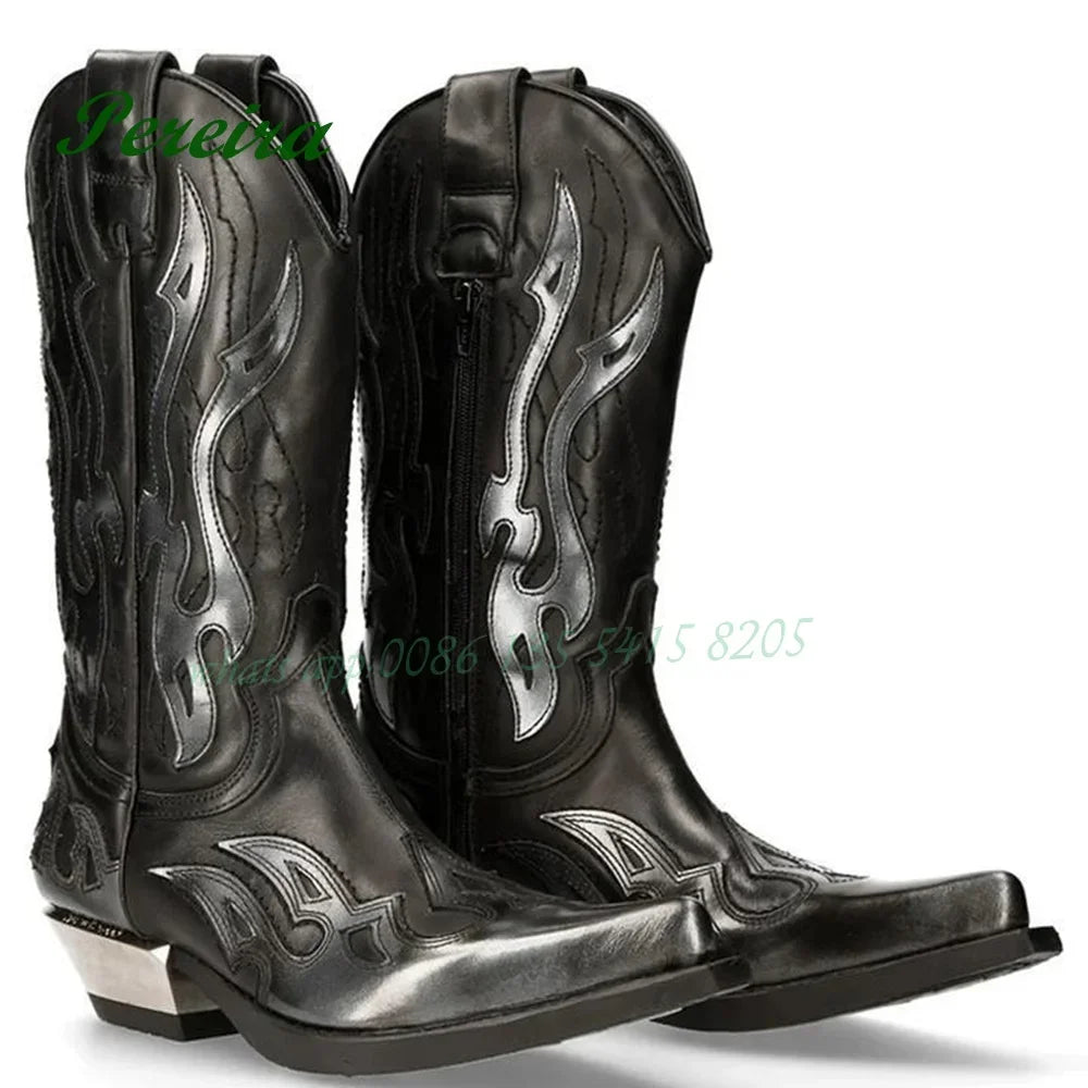 Fire-like Gladiator Men Boots Round Toe Knee High Boots Chelsea Boots Patchwork Slip On 2023 New Casual Shoes Leather Party