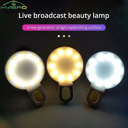 Anneau lumineux Led pour Selfie, Rechargeable par USB, lumières de remplissage, luminosité chaude et froide réglable, pour appareil Photo, vidéo, accessoires de Streaming en direct