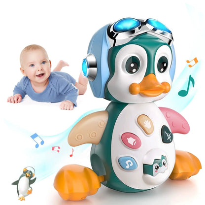 Penguin Musical Baby Crawling Toys Infant Moving Walking Dancing Toys with Light Toddler Interactive Development Tummy Time Gift