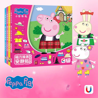 New Peppa Pig Page Dress up Magnetic Stickers Puzzle Magnetic DIY Dress up Stickers Pull up Toys Children's Christmas Gifts