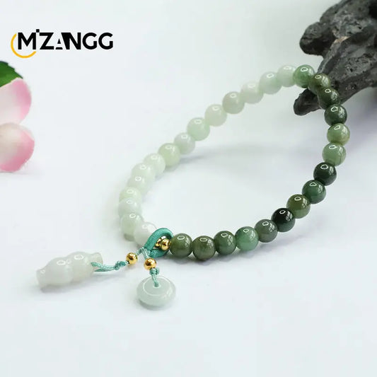 Bracelet en jadéite authentique, dégradé bicolore, boucle de paix, cordon en jade, délicat, tendance, bijoux avancés, cadeaux pour filles