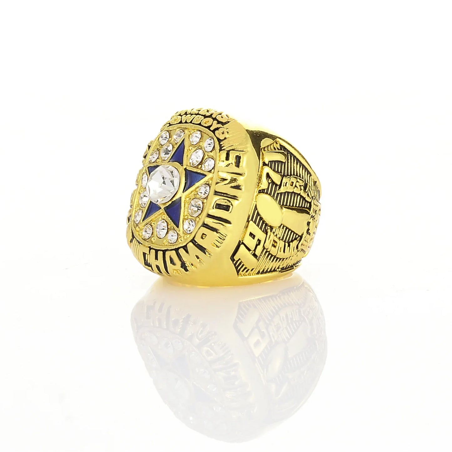 Bague de luxe Dallas Cowboy pour hommes et femmes, style punk, métal, cristal, étoile à cinq branches
