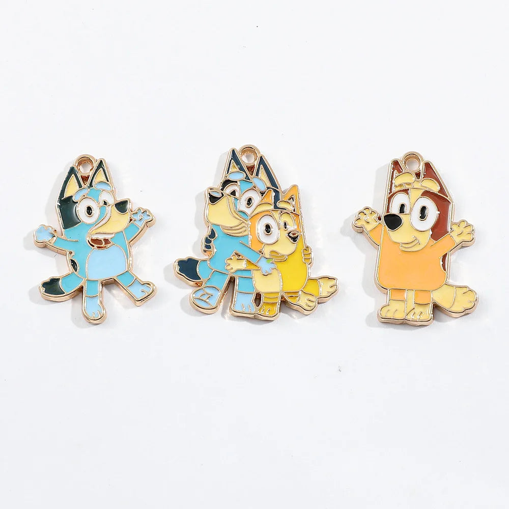 Bluey family  Animated Accessories Bingo Chili Diy Alloy Pendant Accessories Cartoon Character Backpack Pendant Keychain Pendant