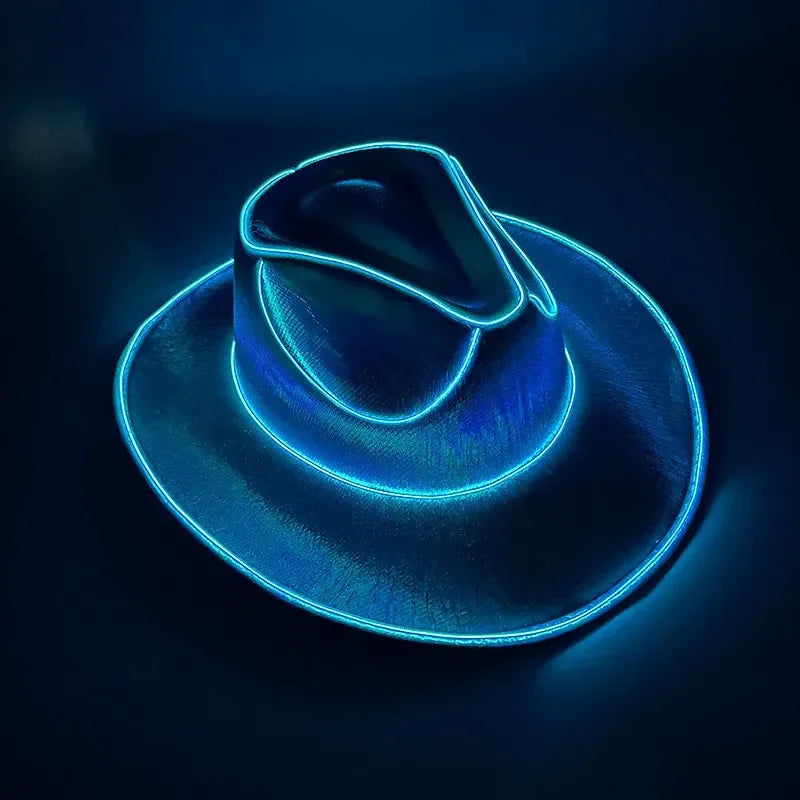 Glowing Light Bar Cap Wireless Disco Luminous Led Flashing Neon Western Cowboy Hat Bachelorette Party Supplies Bride Cowgirl Hat
