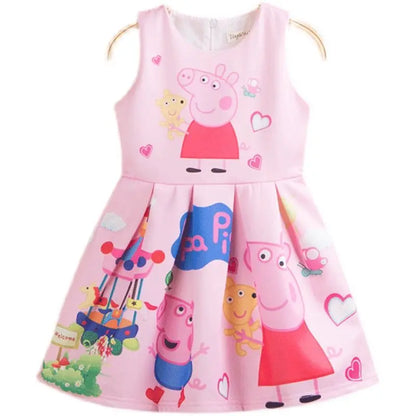 Peppa Pig Peppa George Personality Cartoon Holiday Gift Kawaii Kids Cotton Dress Creative Cute Girls Sleeveless Skirt Wholesale