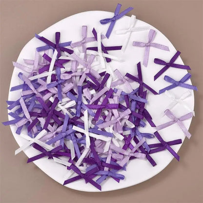 100Pcs 3mm Ribbons Mini Satin Ribbons Flowers Bows Ties Christmas Bowknot For DIY Craft Scrapbooking Embellishment Accessories