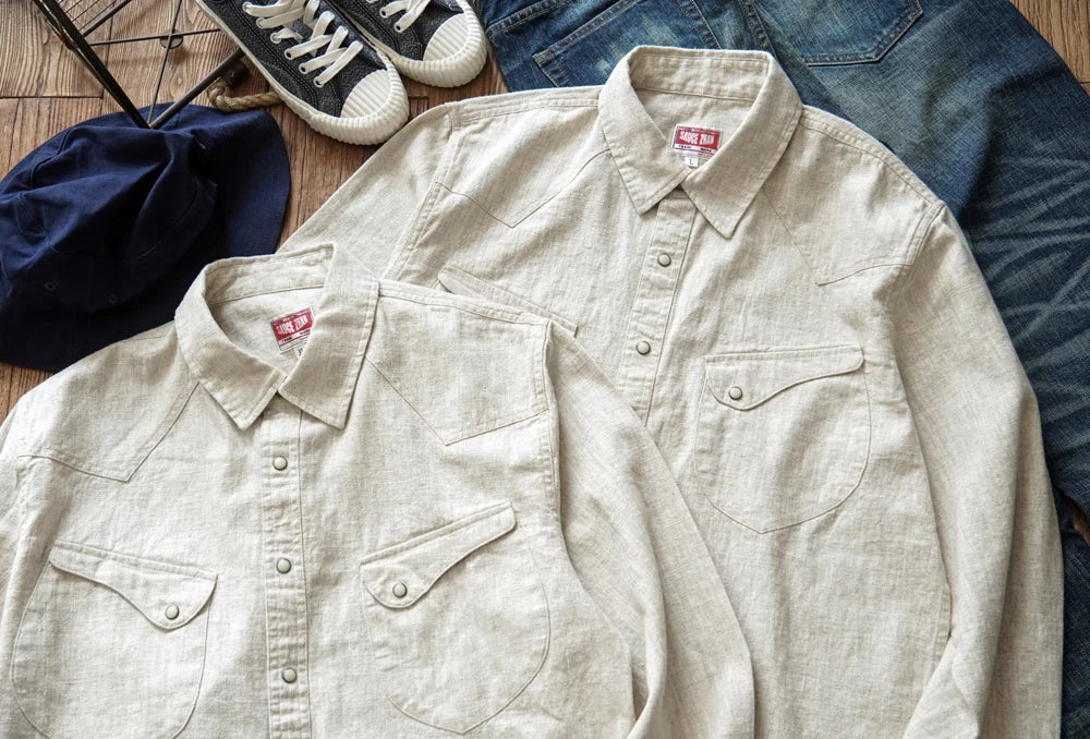 Western Sle Linen irt Men's Casual Long Sve Pure Color Loose Fit Classic Collar Button down Trendy Khaki irt