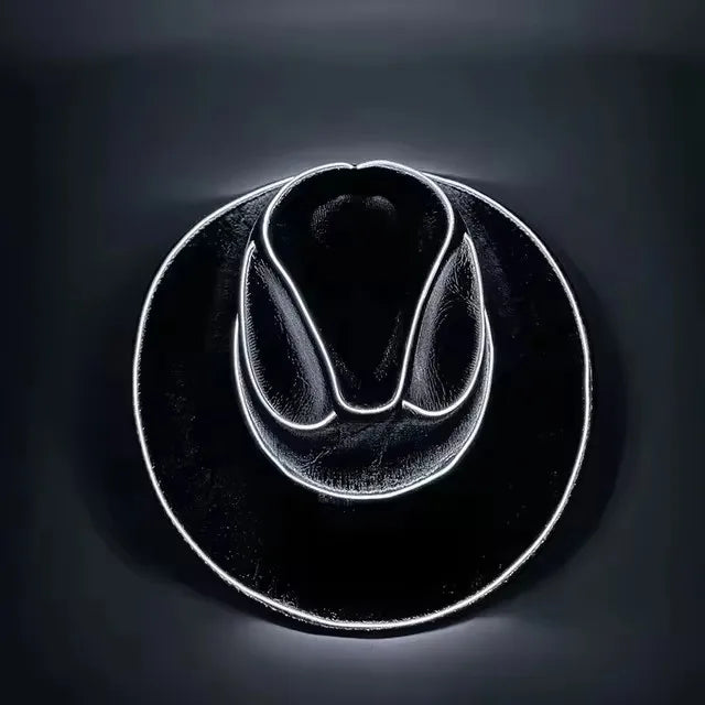 Lights Cowboy Cowgirl Hat with LED Light Up Cap Luminous Western Cowboy Hat Pearlescent Cowgirl Hat for Dancing Party Dress Up