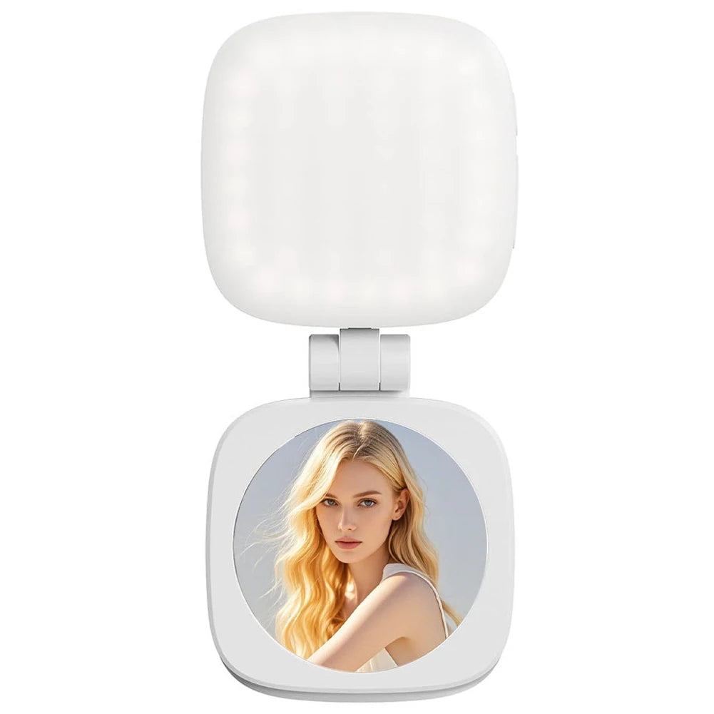 Magnetic Phone Selfie Light Mobile Phone Fill Light with Mirror Folding LED Phone Fill Light Rechargeable for Makeup Photography