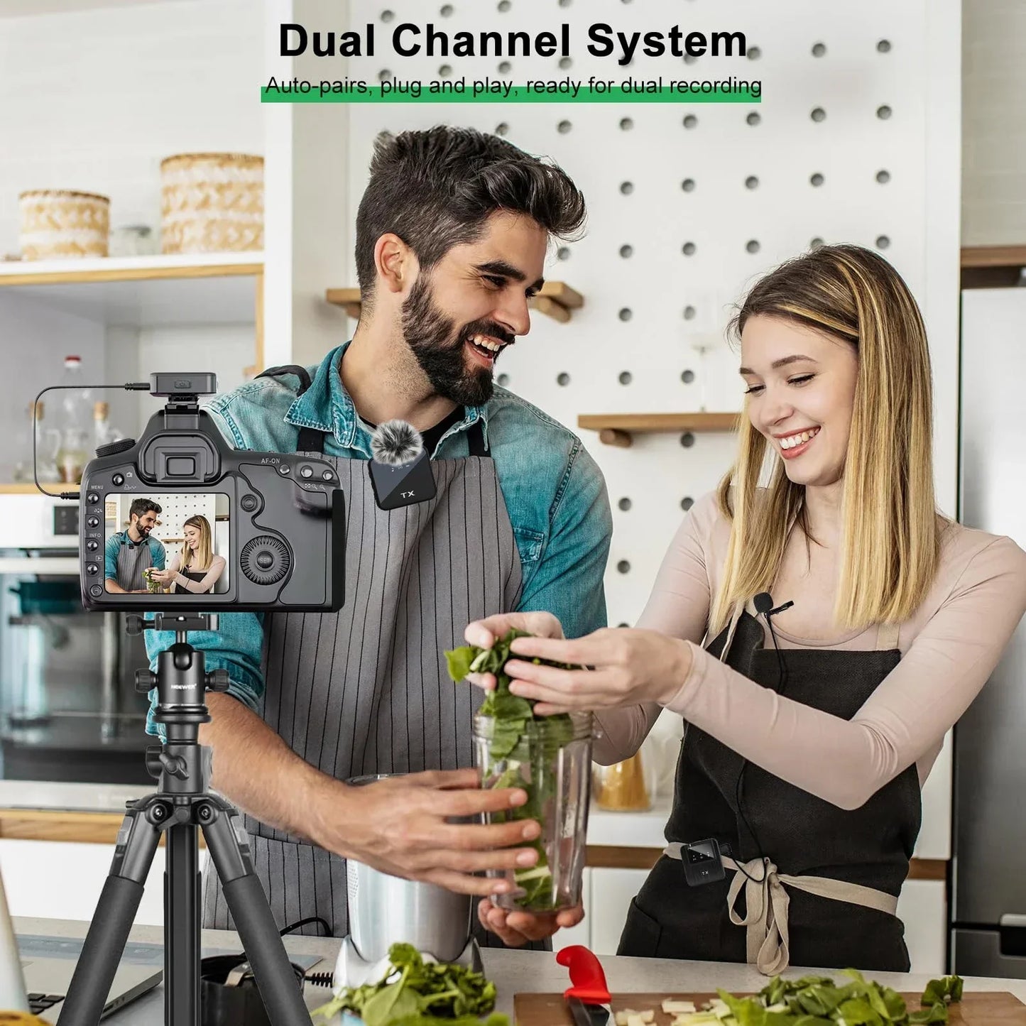 Wireless lapel microphone portable audio and video recording mini microphone suitable for iPhone, Android outdoor live streaming