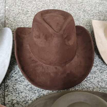 Classic Suede Leather 7.5CM Western Cowboy Women's Fedora Hat Men's Church Jazz Hat Fashion Travel Party Hat Denim Hat 2025