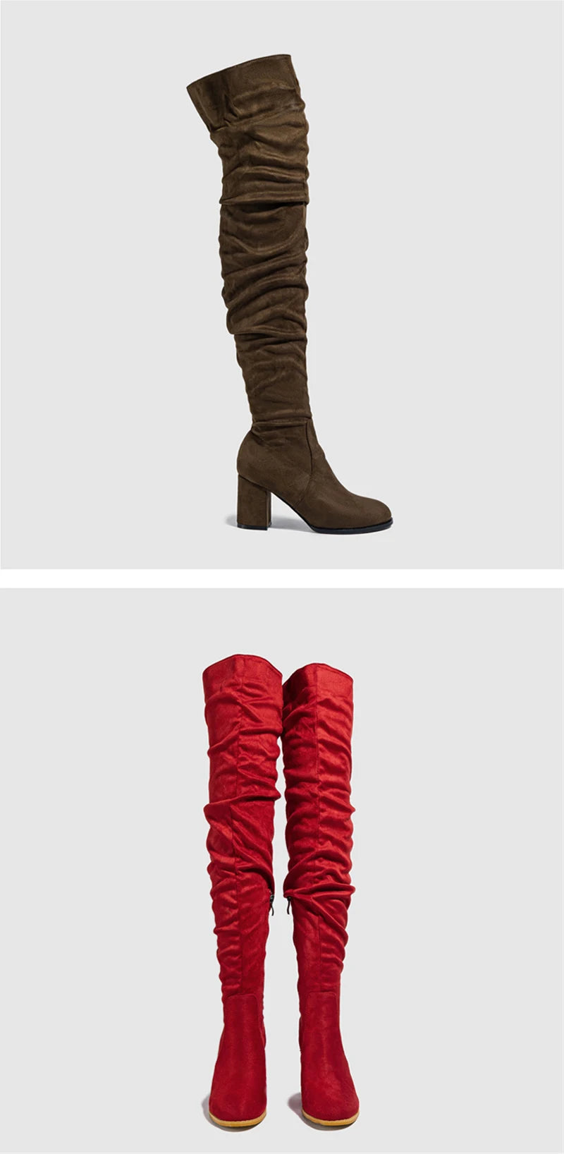 Liyke 2025 Autumn Winter Black Brown Over The Knee Boots Women Sexy Pointed Toe Zip Thigh High Shoes Square Heels Booties Femme