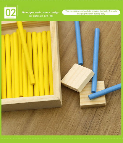 Children's math teaching aids, counting sticks, arithmetic learning box, wooden educational toys, Montessori education