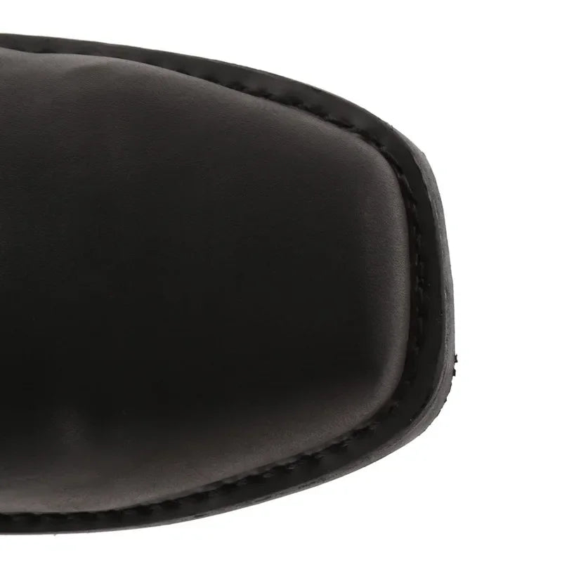 Bottes de cowboy rétro pour hommes, bottes western mi-mollet, bottes en cuir mixtes, chaussures à enfiler pour hommes, bottines d'hiver Knight