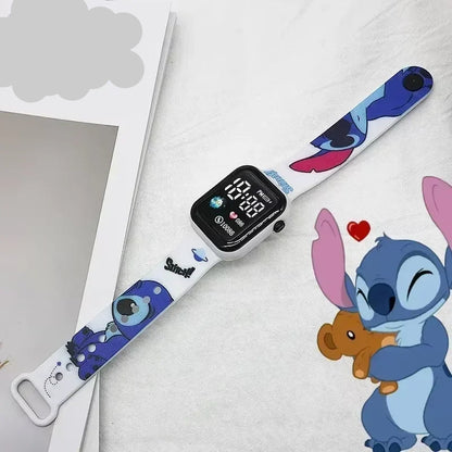 Nouvelle montre électronique LED pour étudiant imprimée en couleur de dessin animé Stitchou, jolie montre électronique à bouton carré Y1 imprimée à la mode