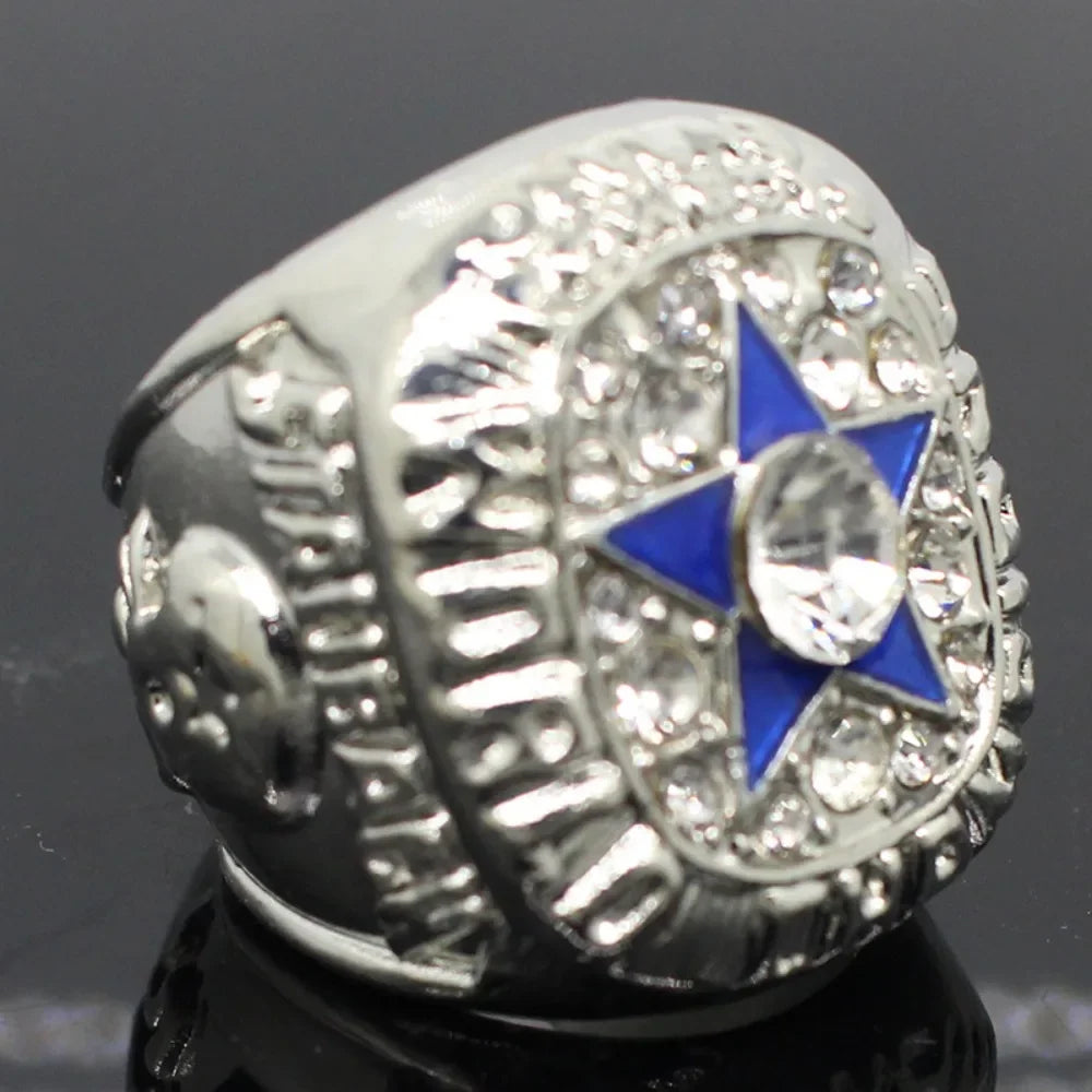 Bague de luxe Dallas Cowboy pour hommes et femmes, style punk, métal, cristal, étoile à cinq branches