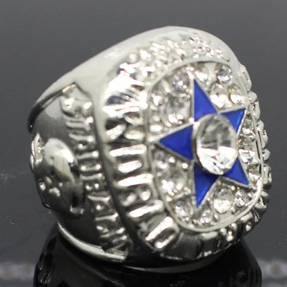 Bague de luxe Dallas Cowboy pour hommes et femmes, style punk, métal, cristal, étoile à cinq branches