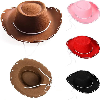Accessoire de Cowboy chapeau de Cowboy Performance Costume de Cosplay chapeau de princesse en feutre accessoire habillage réglable chapeau de fête d'enterrement de vie de jeune fille femmes