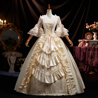 Robe de Bal Baroque - Robe Princesse Historique - Robe Versailles - Style Marie-Antoinette en satin géorgien pour adulte, robe de soirée victorienne pour femme