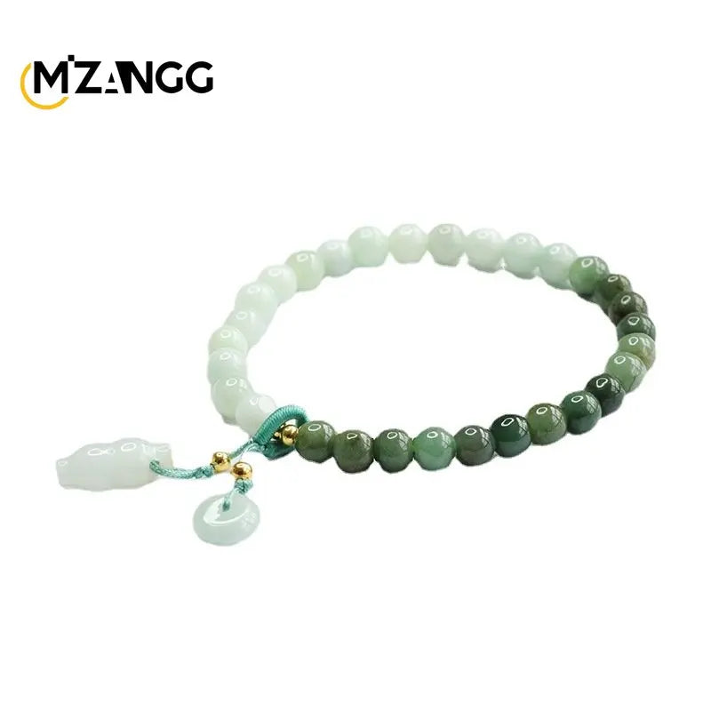 Bracelet en jadéite authentique, dégradé bicolore, boucle de paix, cordon en jade, délicat, tendance, bijoux avancés, cadeaux pour filles