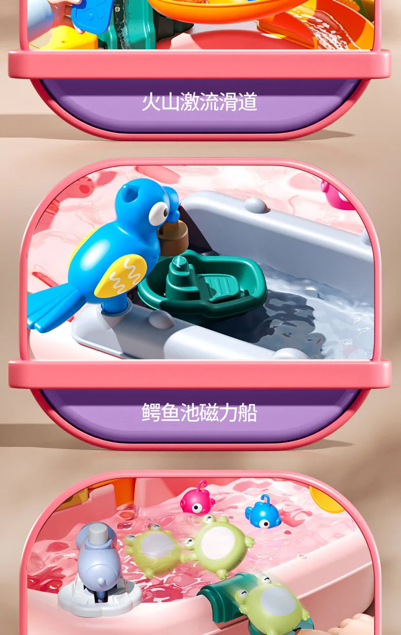 Children's kitchen toys electric fun water play water wash basin fishing dishwashing home role-playing baby early education toy