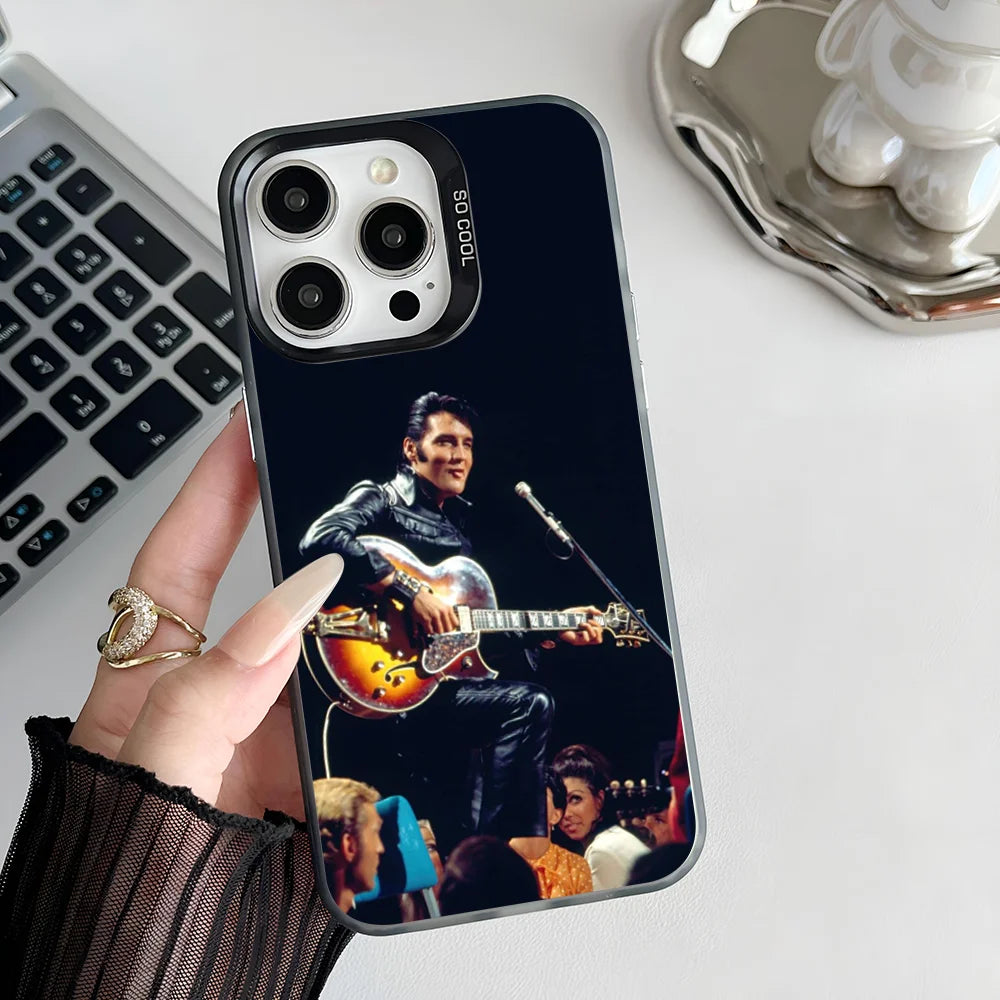 Epc Super Cool E-Elvis Presley Phone Case IMD Phone Case For IPhone 16 15 14 13 12 11 Pro Max Plus Color Silver Cover