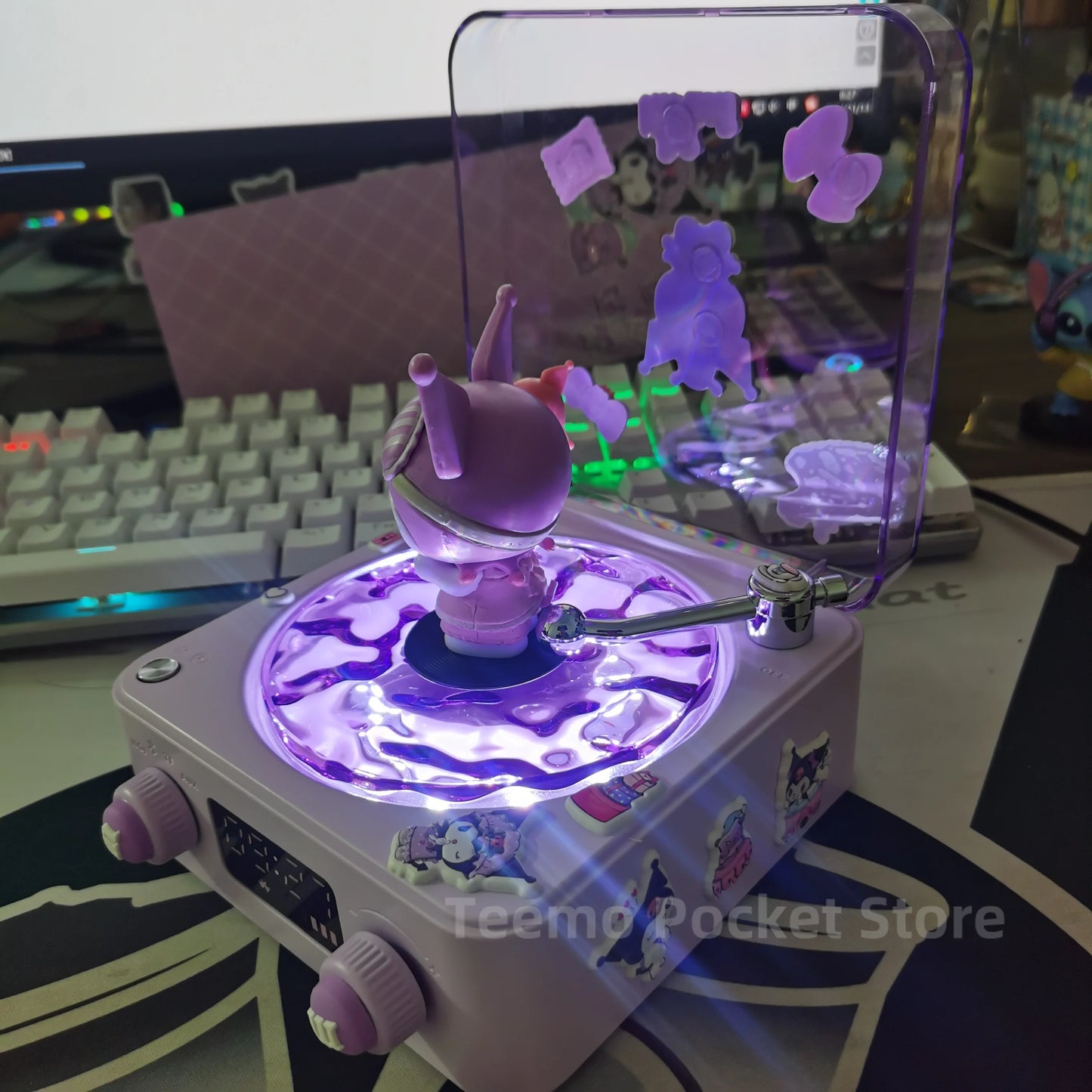 Lilo et Stitchou Enceinte Bluetooth Hello Kitty Kawaii Anime Kuromi Accessoires Portable Lumière RVB Décoration de Bureau Cadeau Fille