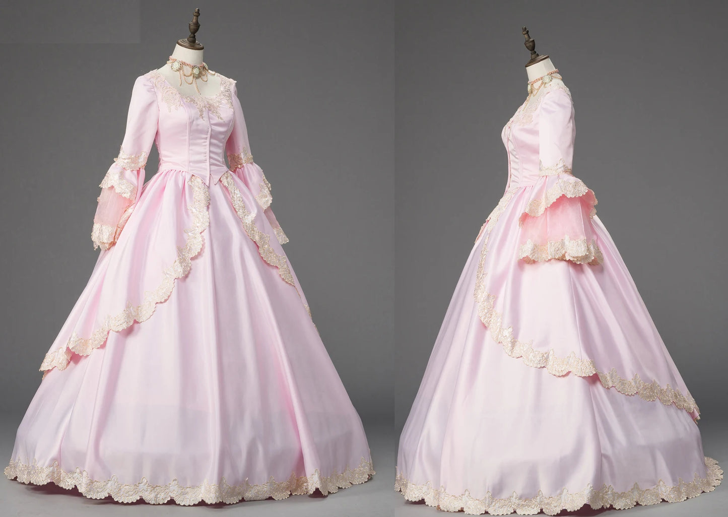 Robe de Bal Baroque - Robe Princesse Historique - Robe Versailles - Style Marie-Antoinette en satin géorgien pour adulte, robe de soirée victorienne pour femme