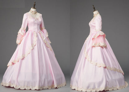 Robe de Bal Baroque - Robe Princesse Historique - Robe Versailles - Style Marie-Antoinette en satin géorgien pour adulte, robe de soirée victorienne pour femme