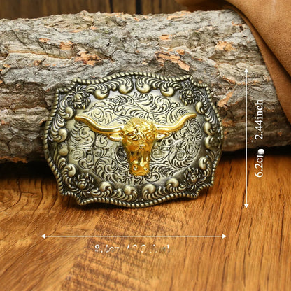 Ceinture ajustable en cuir style cowboy western, style punk, estampage en alliage, boucle de ceinture rétro américaine pour homme, accessoire de mode