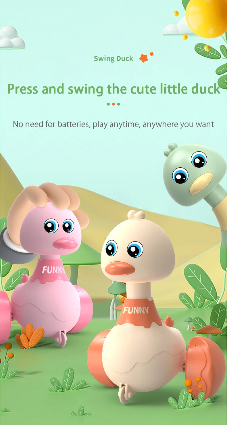 Baby Toy Swing Duck Toy Cartoon Press Vehicles Glide Animal Inertia Pull Back Cars Early Education Toys for Toddlers Boys Girls