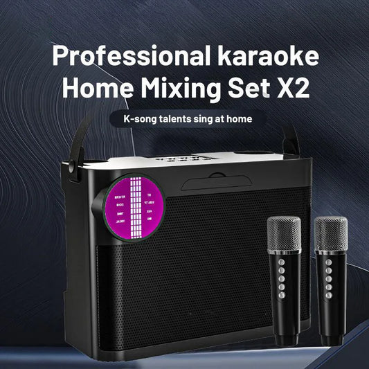 #LED Powerful Wireless Portable Dual Microphones Bluetooth 5.3 Speaker Hifi Stereo Family Party Karaoke Subwoofer Boombox gifts