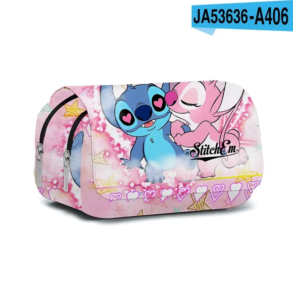 Anime Stitch Fully Printed Flap Pen Bag Stationery Box Pencil Case Primary and Secondary School Student School Bag Cartoon